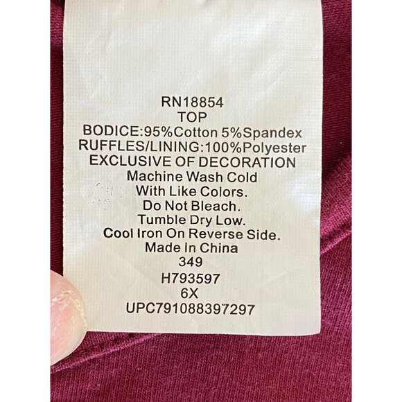 Girls rare editions burgundy tulle twirl worthy dress with gold bow Sz 6X - Picture 7 of 8